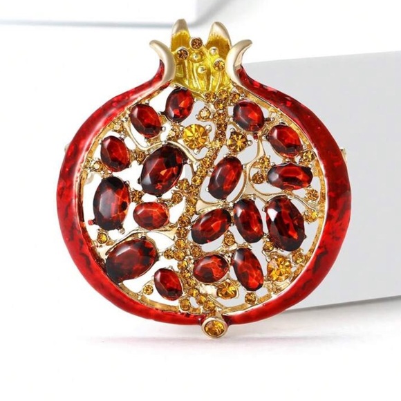Red and Gold Pomegranate Brooch,Ready with Gift box - Picture 1 of 6